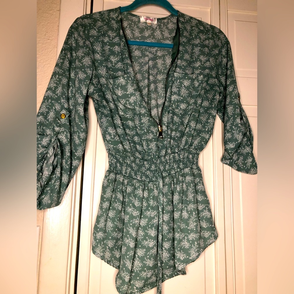 Stella Tweed Floral green and white Long Topdress